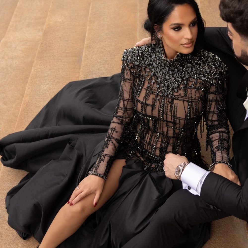 Elegant Black Beaded Gown